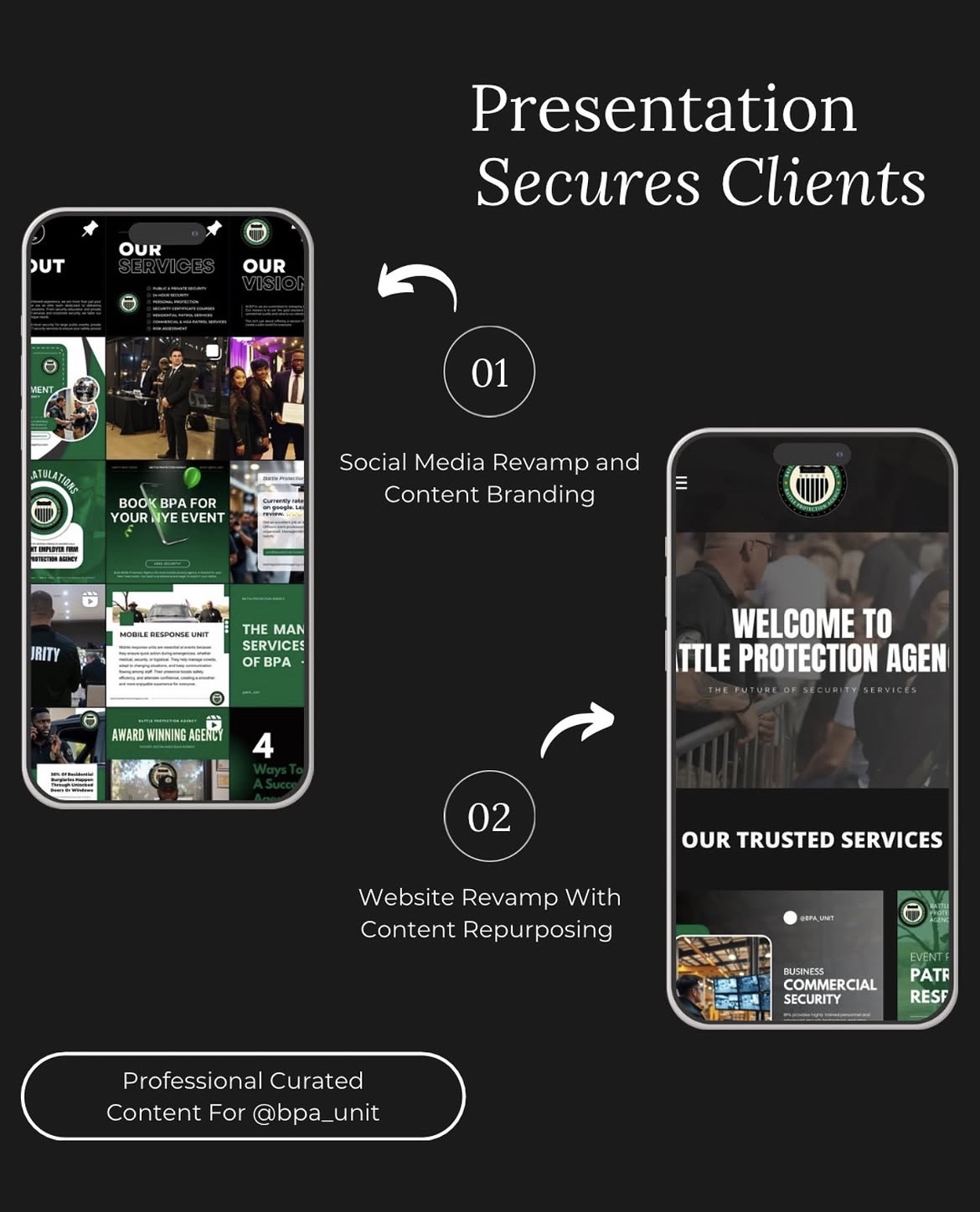 Battle Protection Agency social media revamp and website redesign by FYVE Media